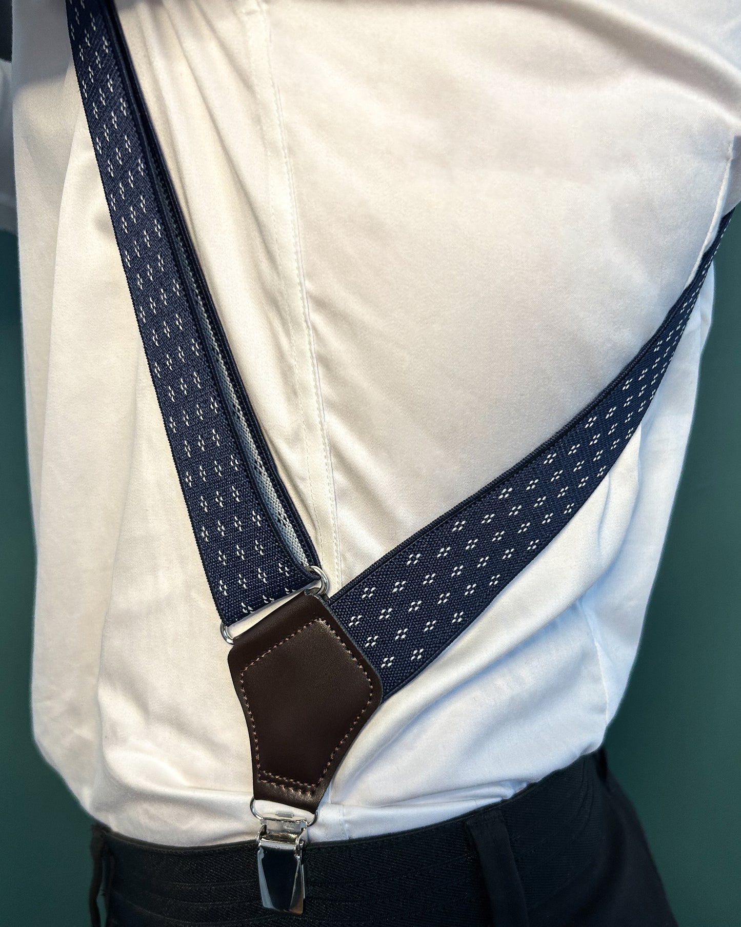 Bretelle X Bleu Marine à Motif Diamant