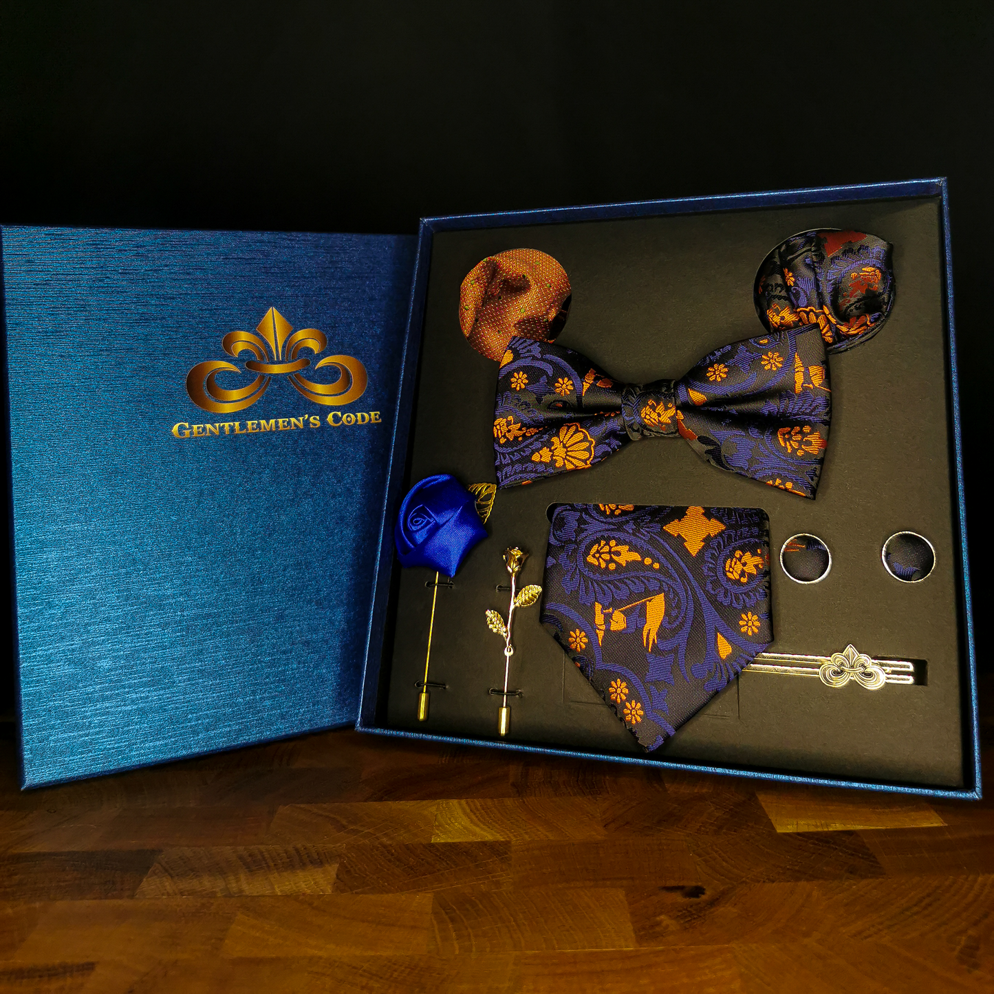 Coffret Gentlemen's Code Noir à Motif Bleu et Orange - Gentlemen's Code