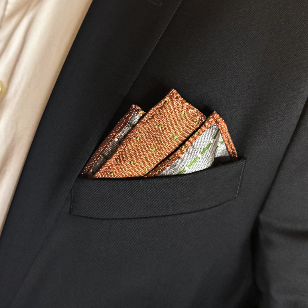 Mouchoir de poche Écorce d'Orange et Émeraude - Gentlemen's Code