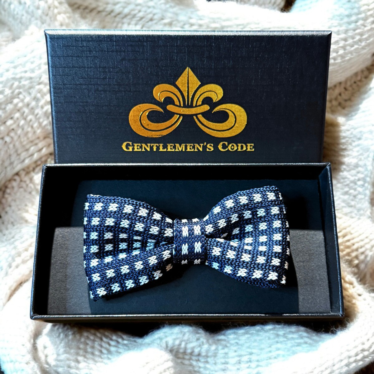 Nœud Papillon Petit Gentleman Tricot Pique-Nique Bleu