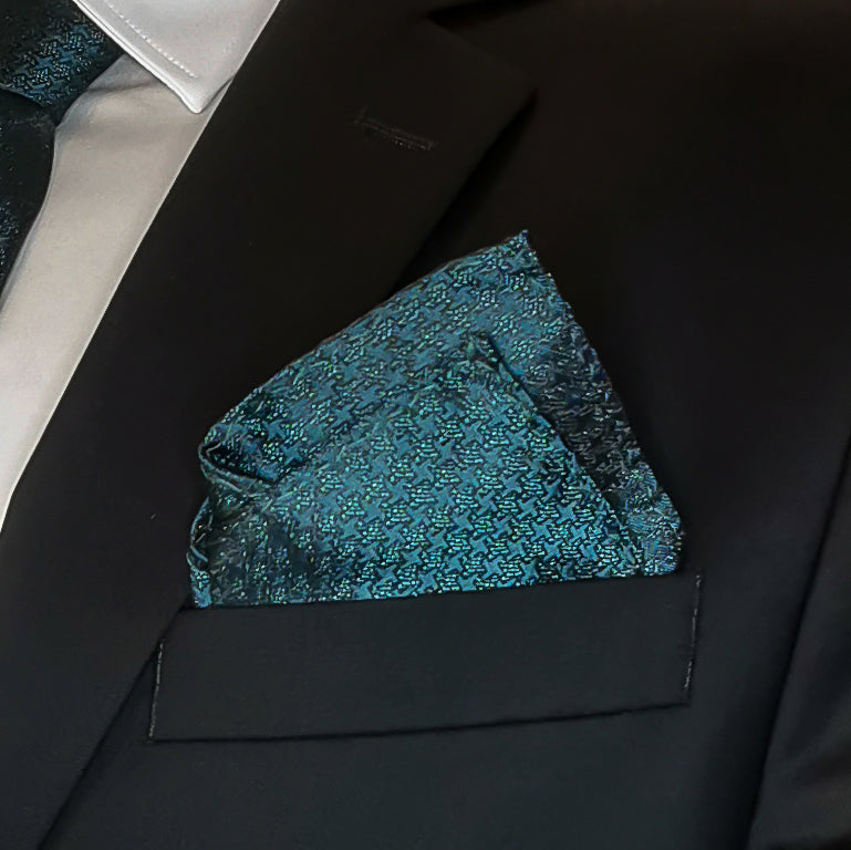 Ensemble Cravate, Mouchoir de Poche, Pince à Cravate et Boutons de Manchette à Motif Vert Forêt - Gentlemen's Code