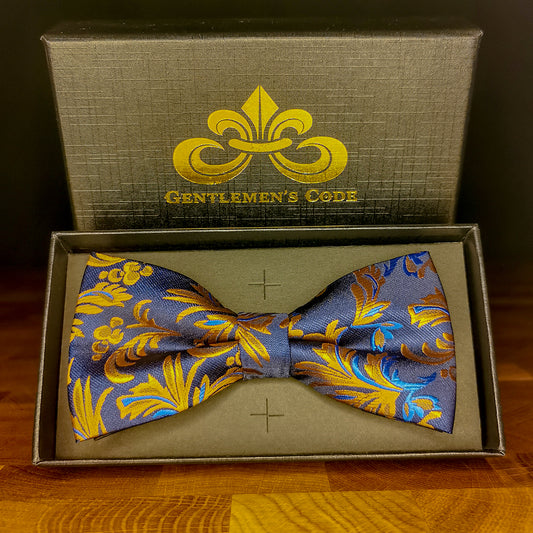 Nœud Papillon Bleu Floral Orange - Gentlemen's Code