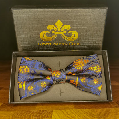 Nœud Papillon Noir à Motif Bleu et Orange - Gentlemen's Code