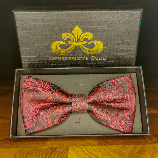 Nœud Papillon Noir à Motif Rouge - Gentlemen's Code