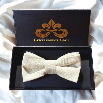 Nœud Papillon Petit Gentleman Coton Blanc Crème